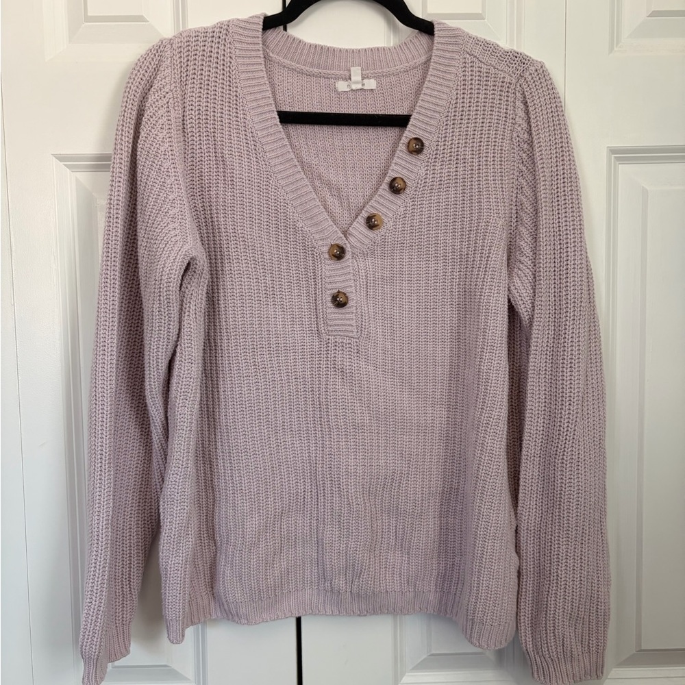 Maurice’s V-Neck Button chunky loose knit Sweater - lavender